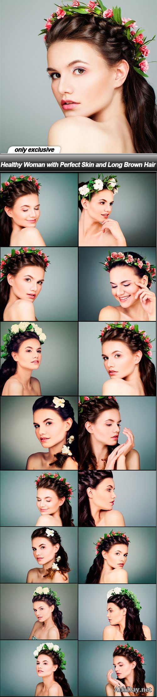 Healthy Woman with Perfect Skin and Long Brown Hair - 17 UHQ JPEG