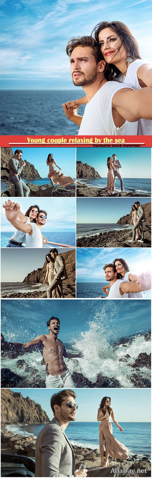 Young couple relaxing by the sea