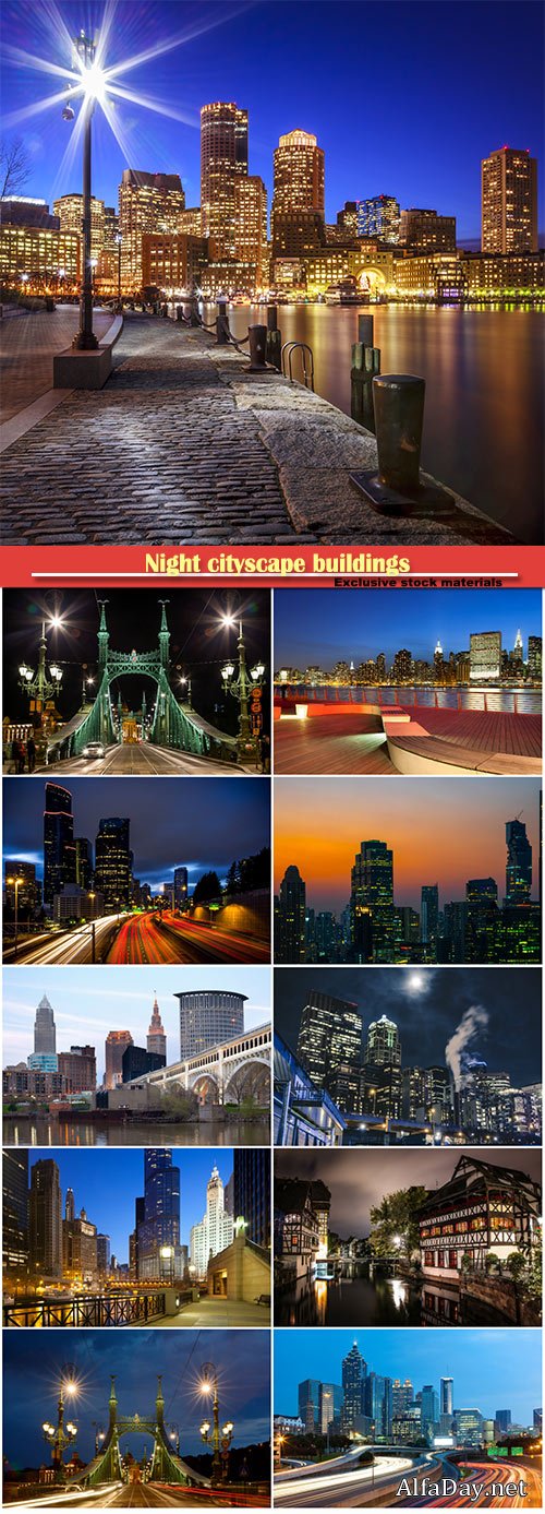 Night cityscape buildings