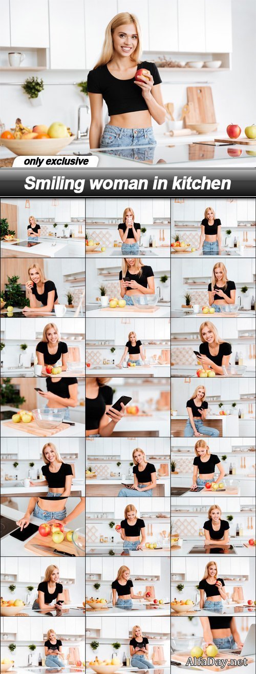 Smiling woman in kitchen - 27 UHQ JPEG