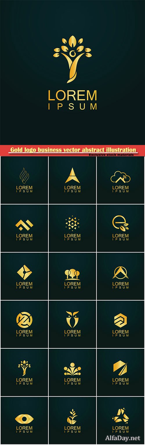 Gold logo business vector abstract illustration # 43