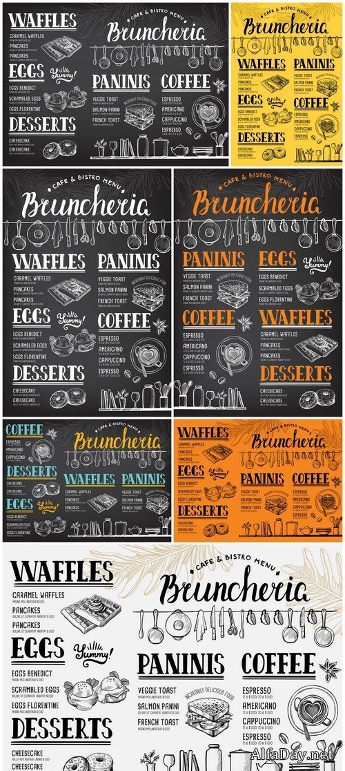 Menu restaurant, food template 7X EPS
