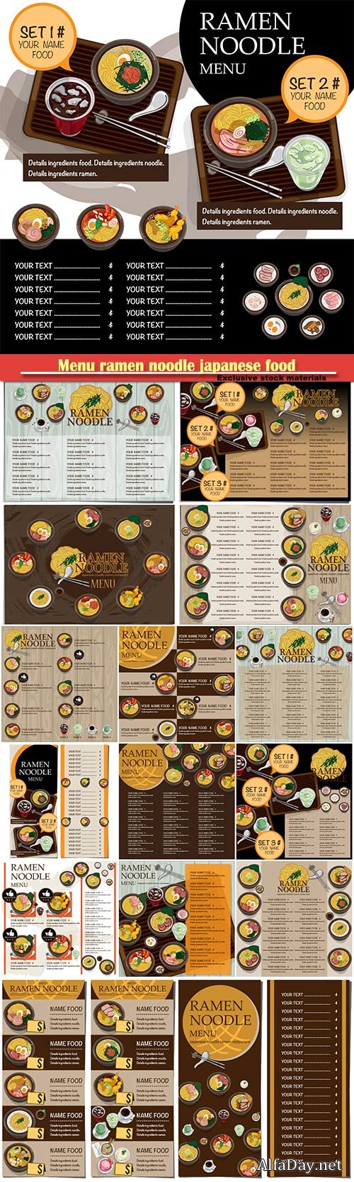 Menu ramen noodle japanese food template design
