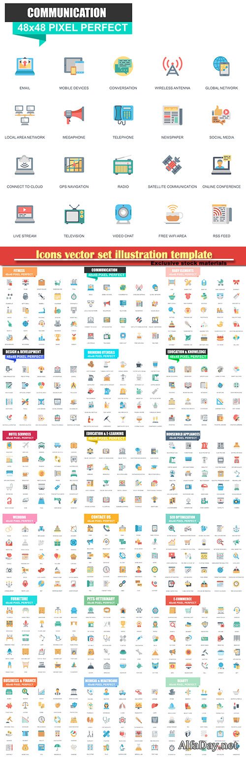 Icons vector set illustration template