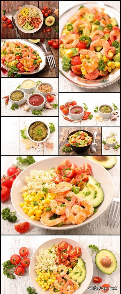 Salad with shrimp and assorted sauce 10X JPEG