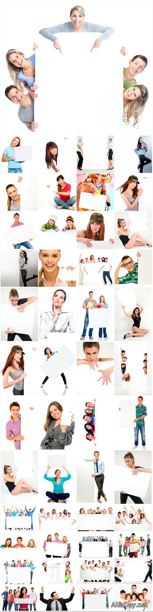 113 Young Peole with Banners