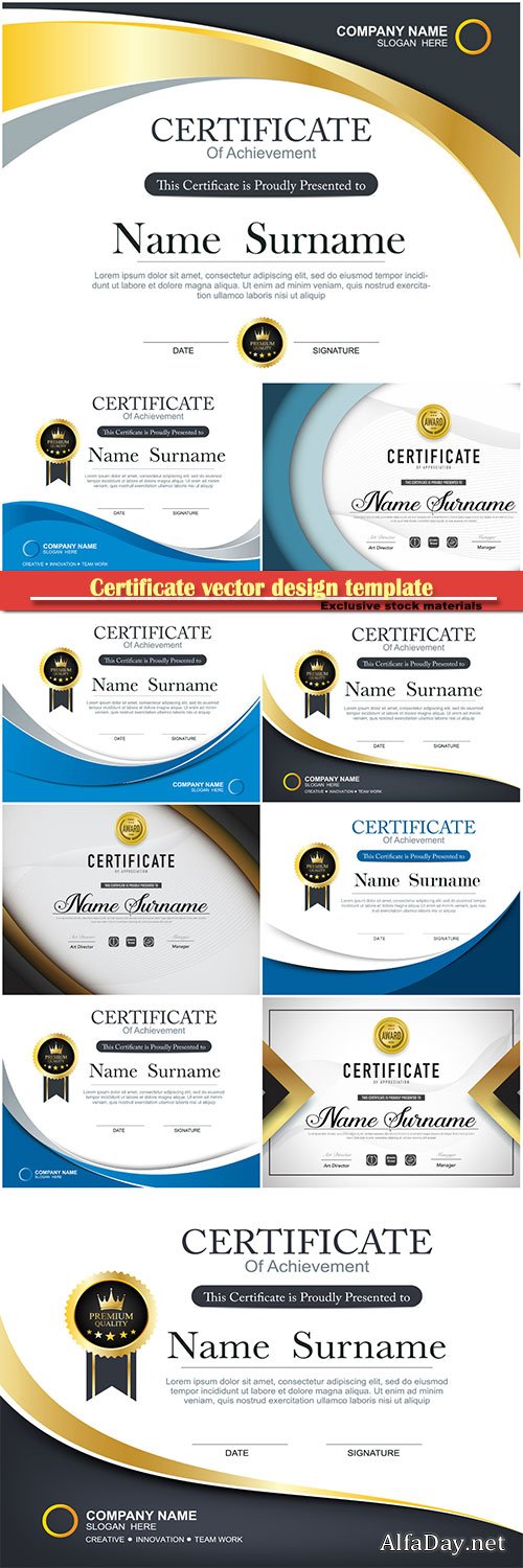 Certificate and vector diploma design template # 60