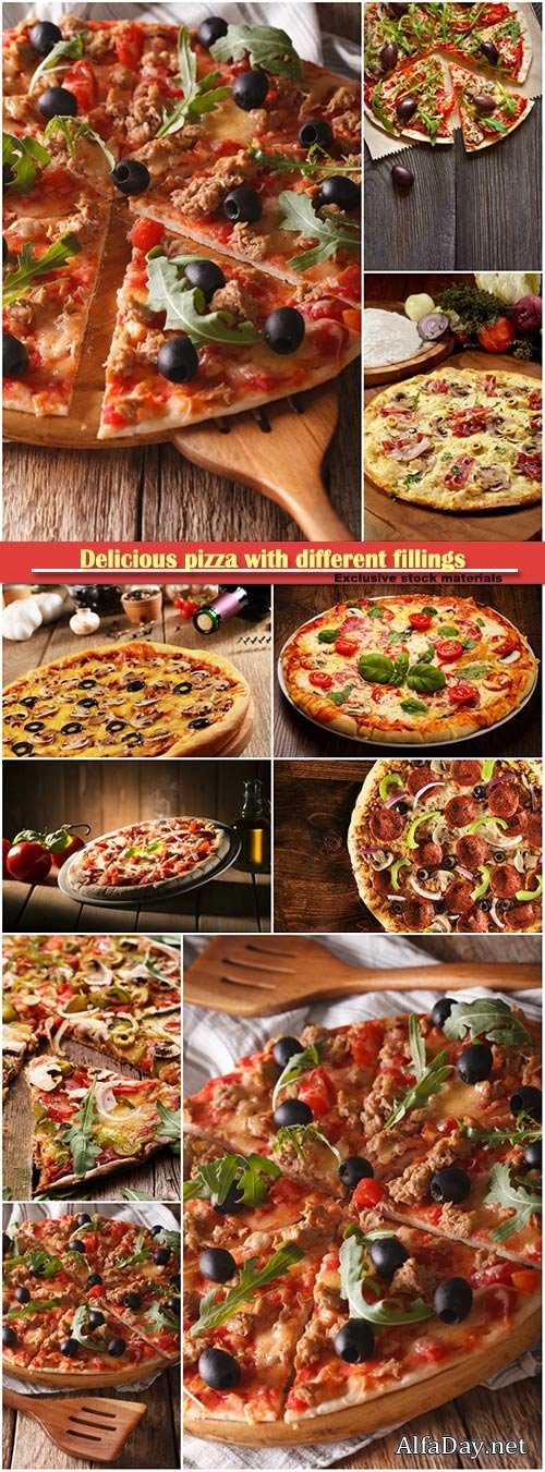 Delicious pizza with different fillings
