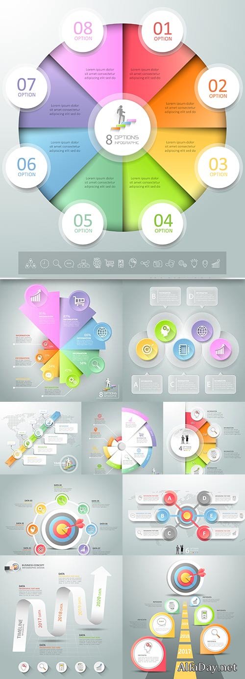 Business elements Infographics design collection 174