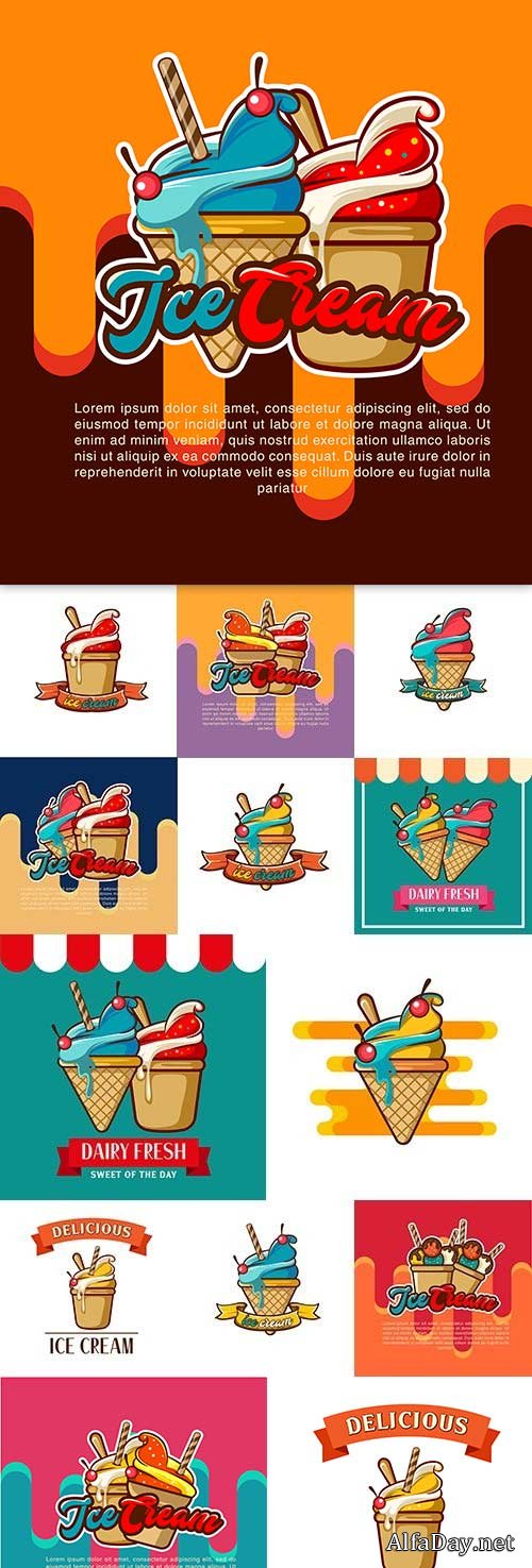 Tasty ice cream in wafer cup with berries