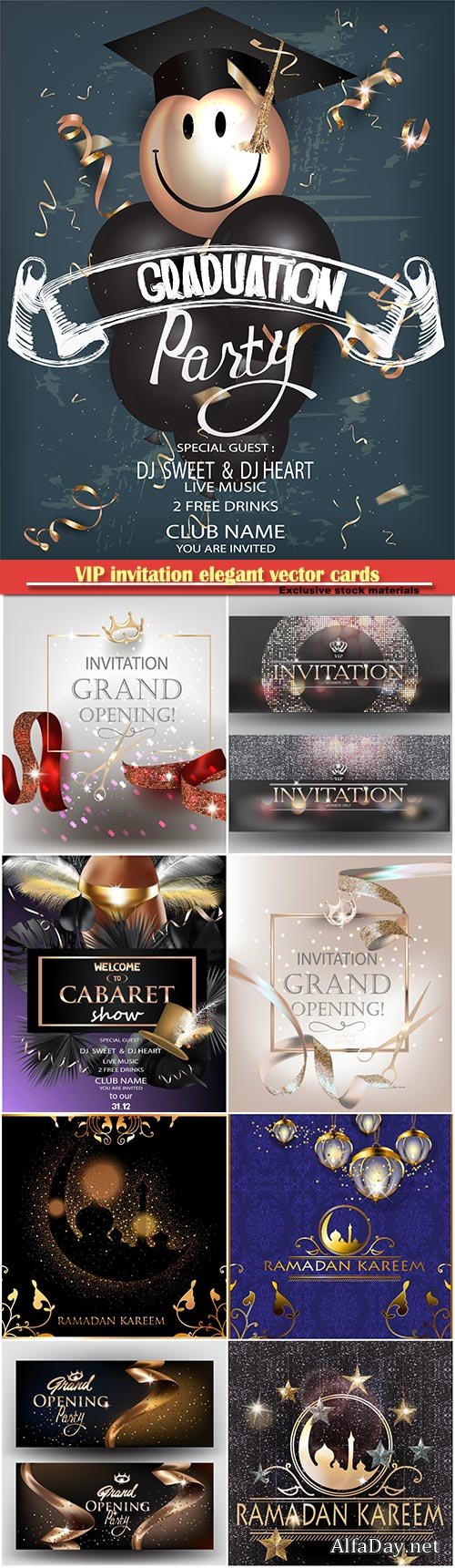 Elegant invitation VIP card, Ramadan kareem vector greeting card, grand opening banner