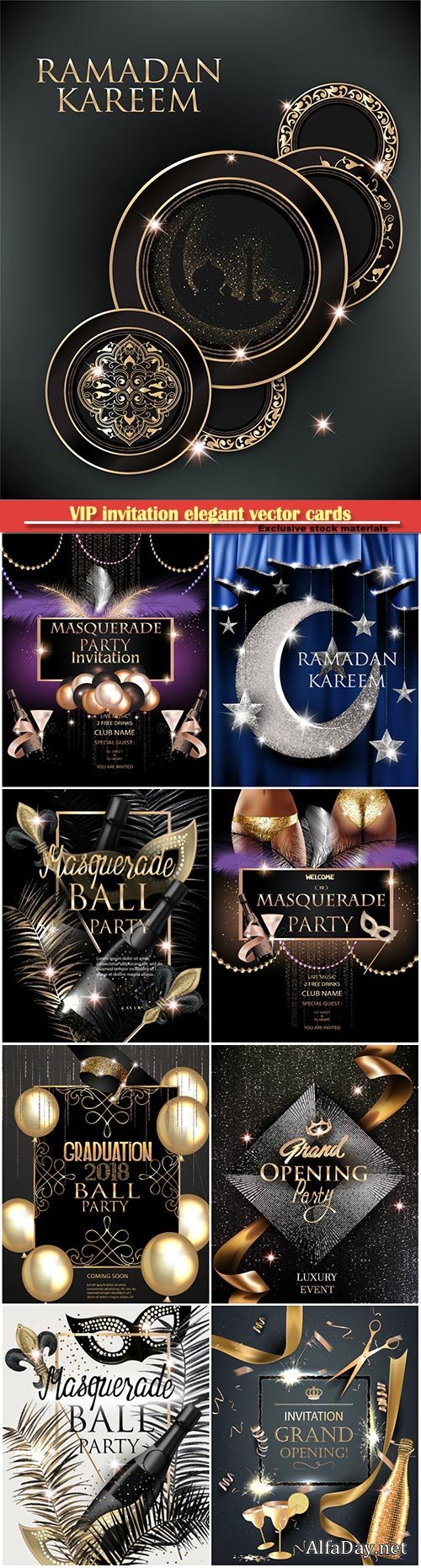 Vector party elegant banner with  golden design elements, Ramadan kareem greeting card