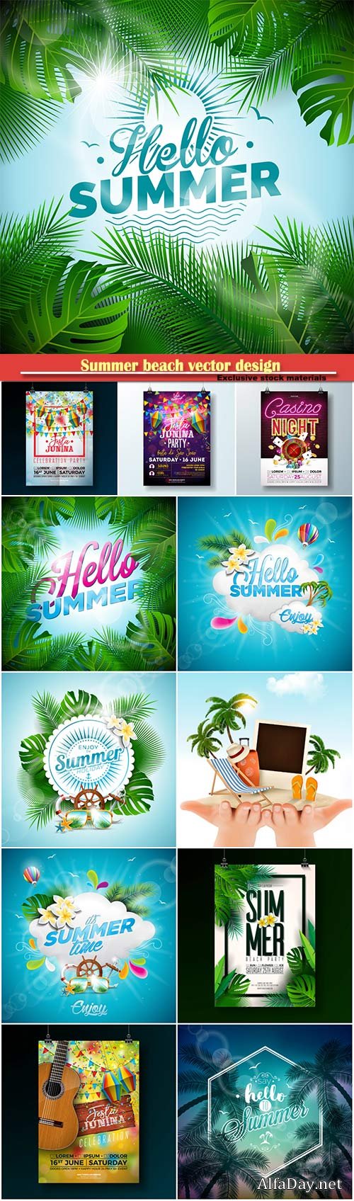 Summer beach vector design background
