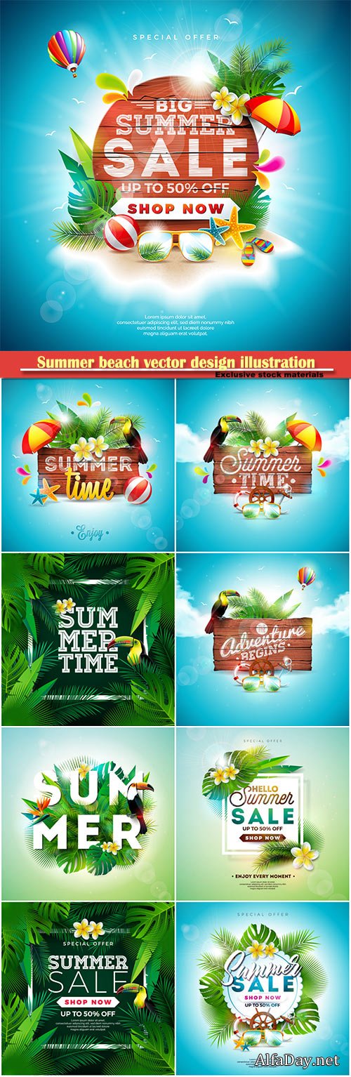 Summer beach vector design illustration