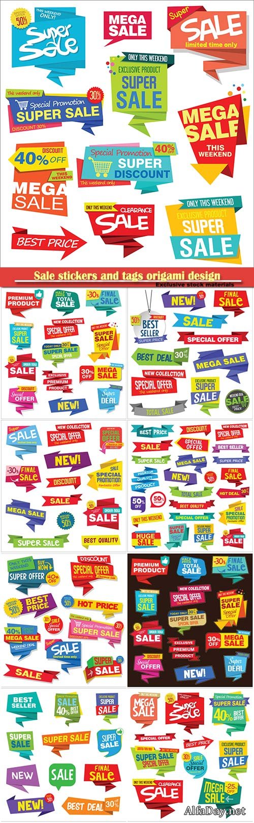 Sale stickers and tags origami design vector illustration