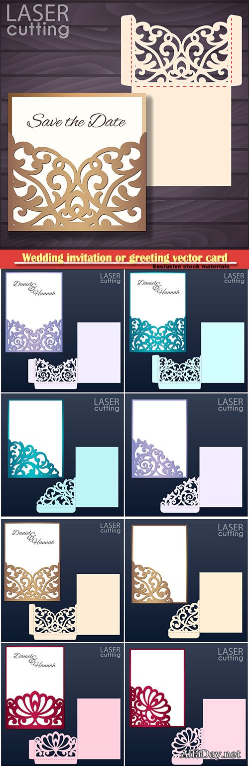 Wedding invitation or greeting vector card with abstract ornament # 3