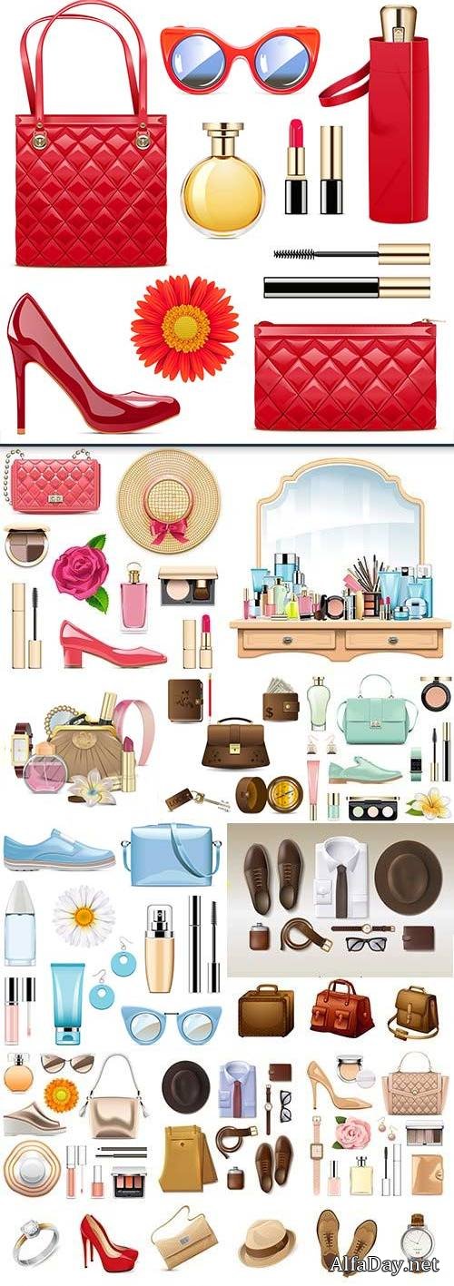 Fashionable female and men's accessories collection