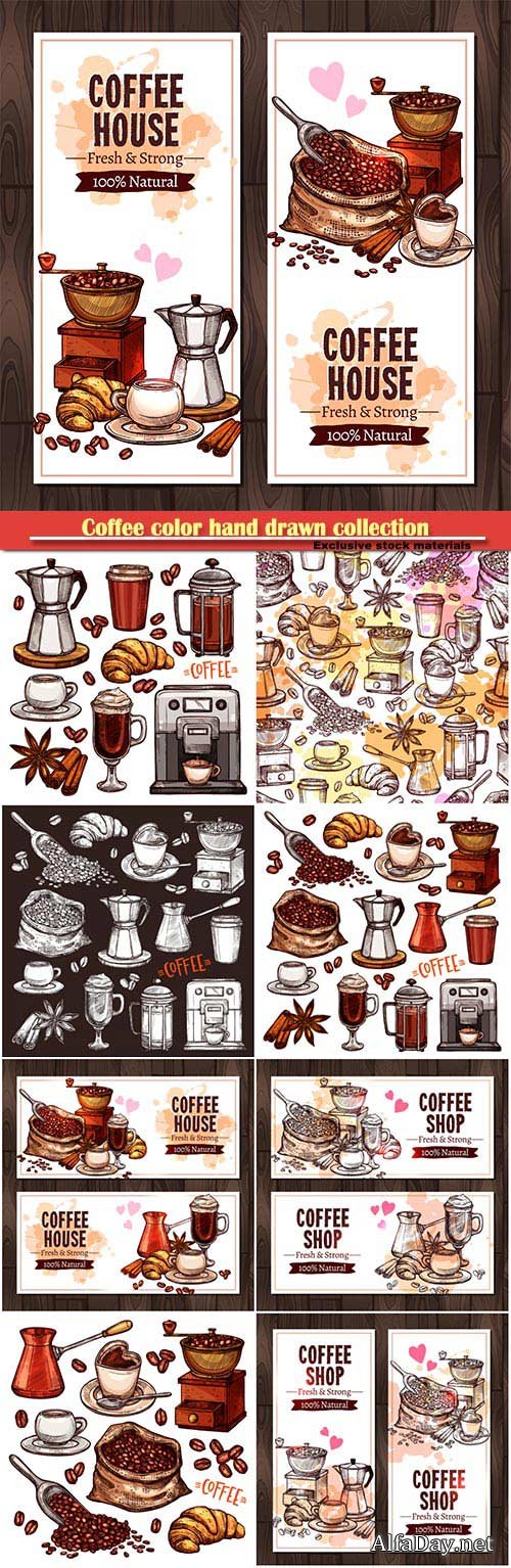 Coffee color hand drawn collection