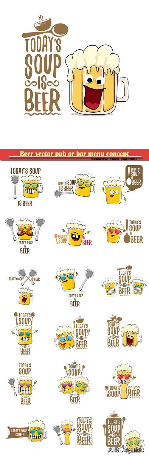 Beer vector pub or bar menu concept illustration or summer poster