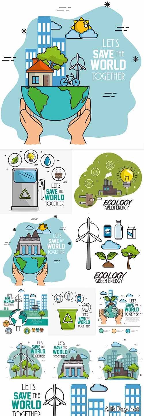 Ecology green nature protect environment illustration concept
