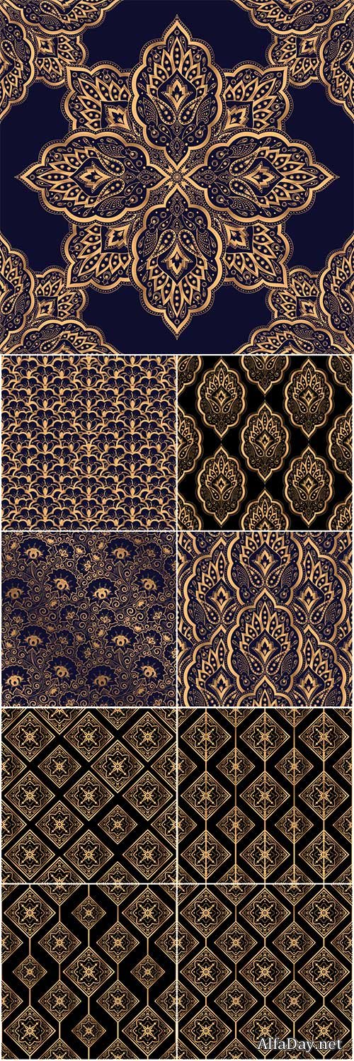 Golden luxury seamless vector patterns