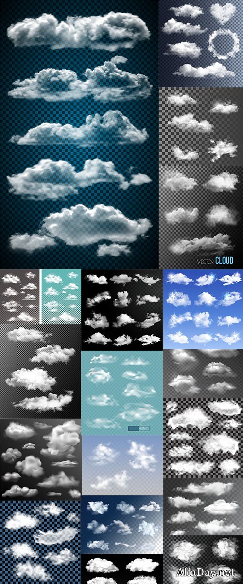 Realistic Clouds vectors set 2