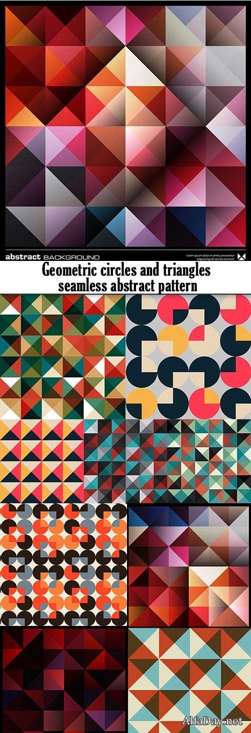 Geometric circles and triangles seamless abstract pattern