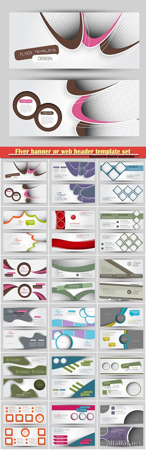 Flyer banner or web header template vector set