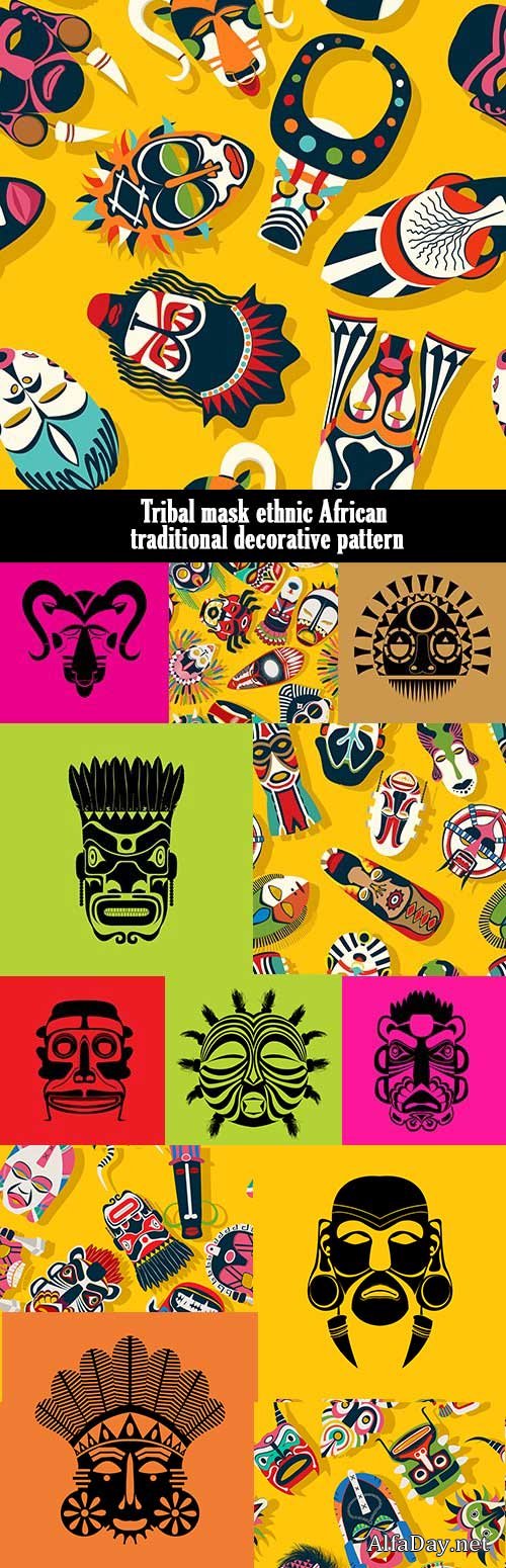 Tribal mask ethnic African traditional decorative pattern