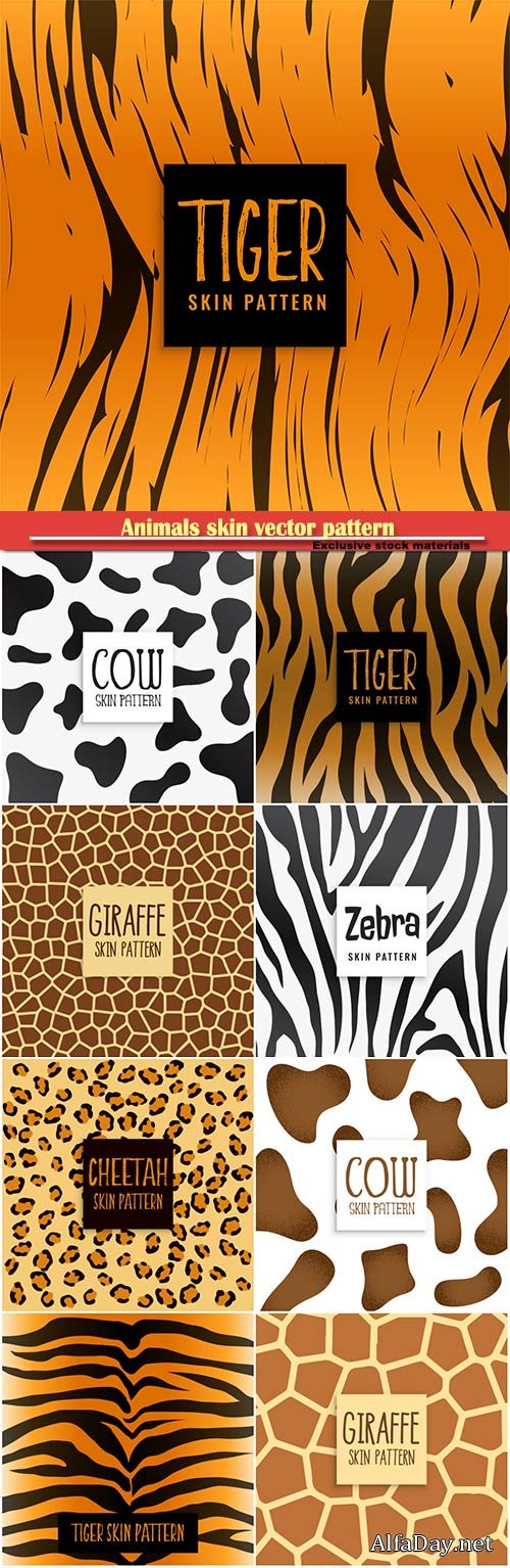 Animals skin vector pattern in various color