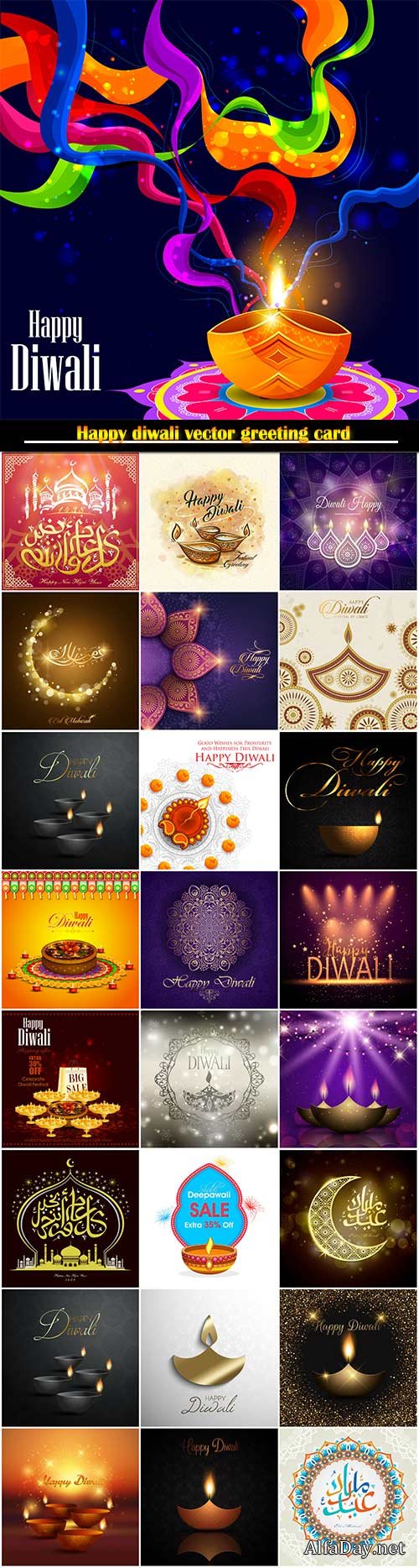 Happy diwali vector greeting card # 5