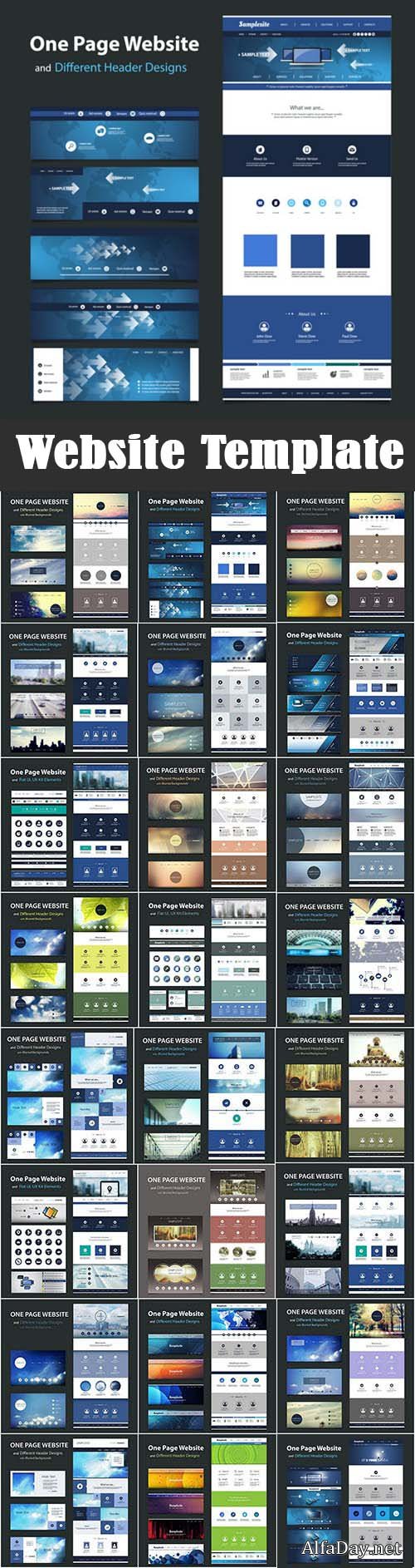 Website Template & Different Header Designs 25xEPS