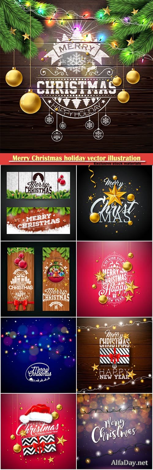 Merry Christmas holiday vector illustration