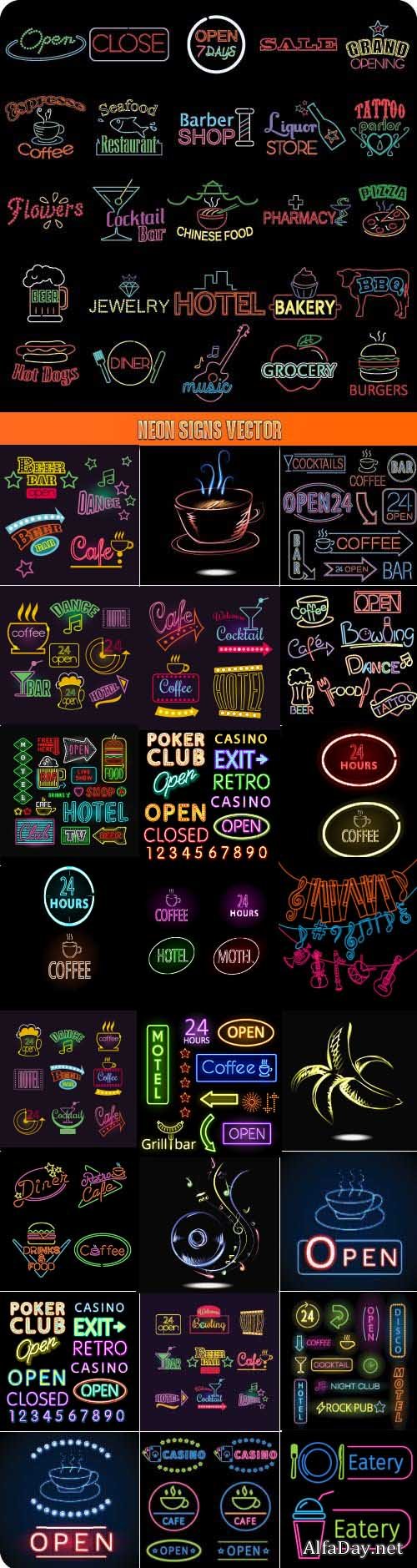 Neon Signs Vector 25xEPS