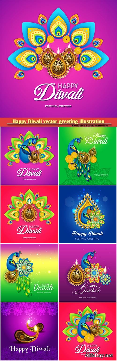 Happy Diwali vector greeting illustration