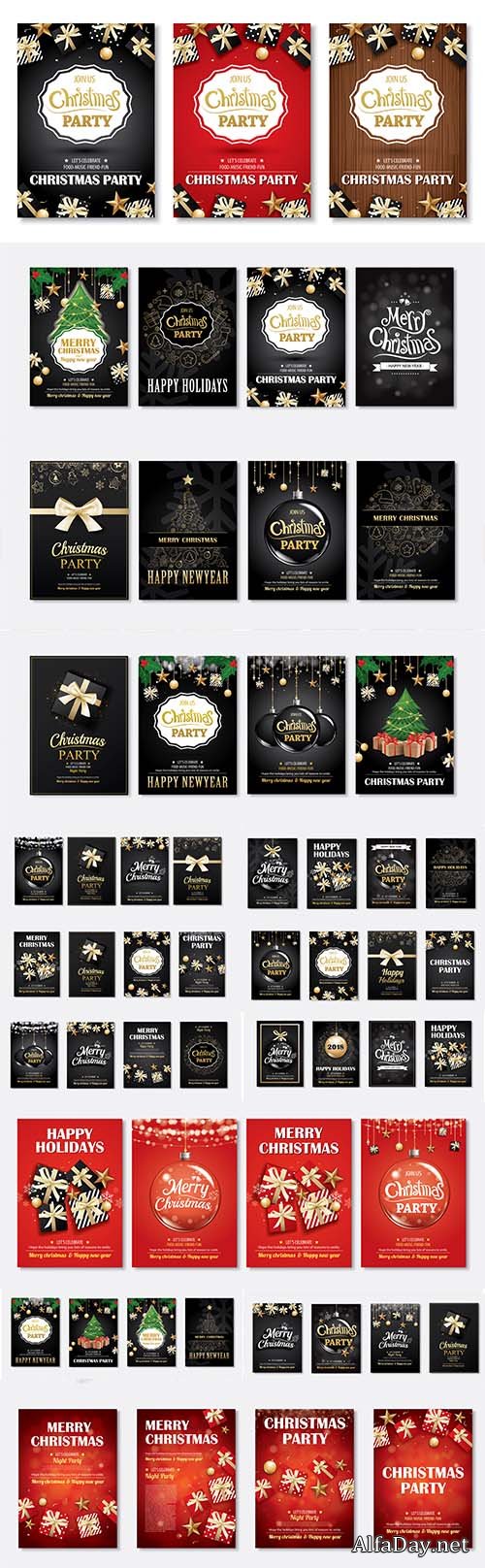 Invitation merry christmas and new year party poster banner