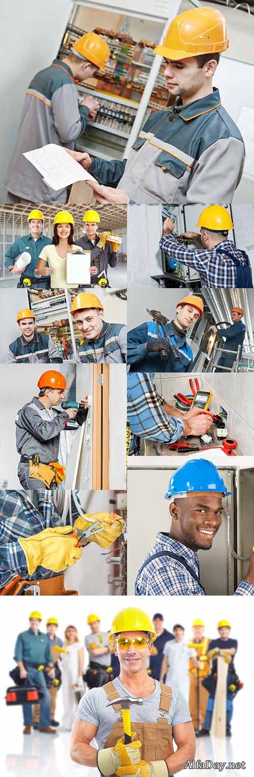 Electrician professional technician in a uniform