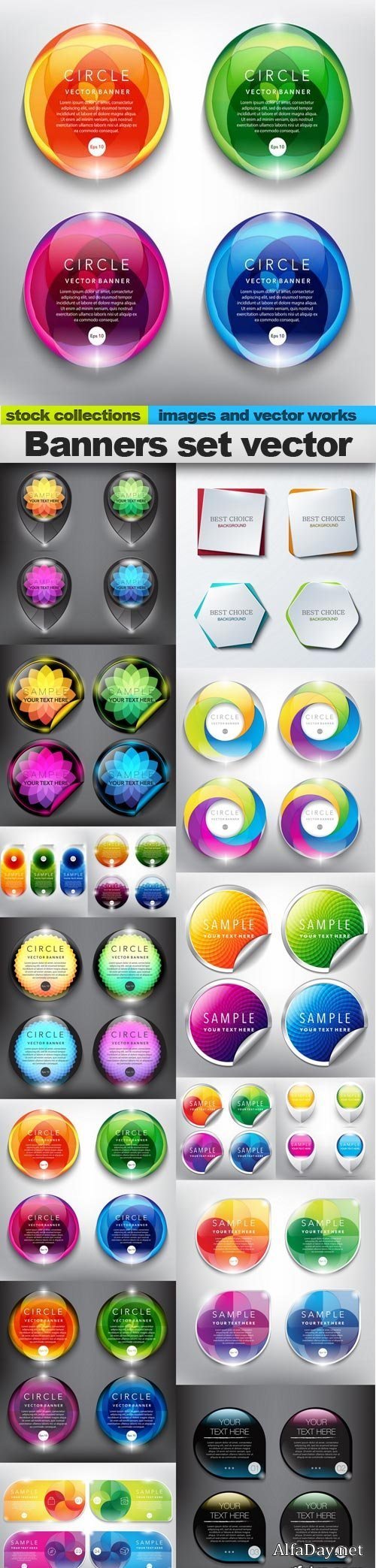 Banners set vector, 15 x EPS