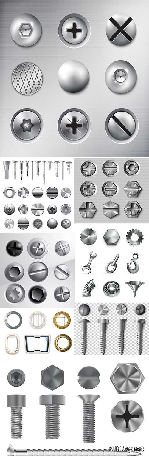 Bolt screw industrial realistic tool of mechanic