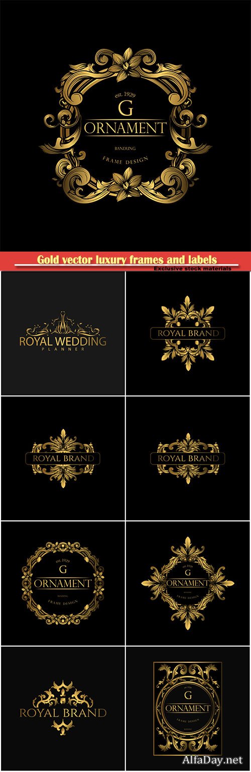 Gold vector luxury frames and labels
