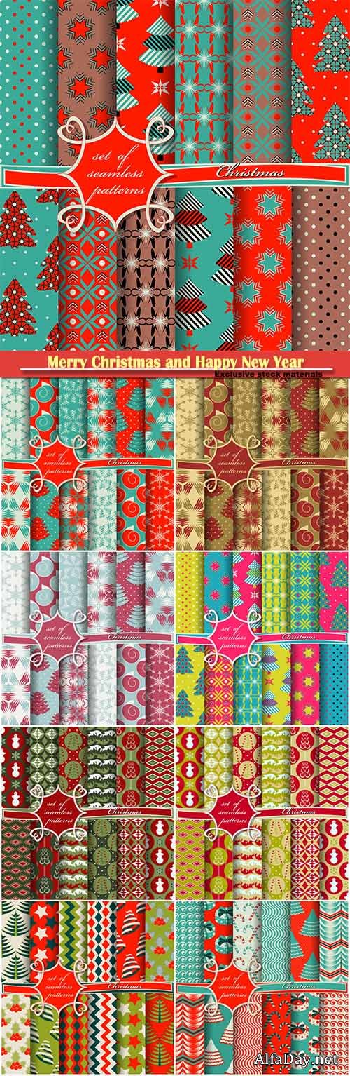 Merry Christmas and Happy New Year vector pattern
