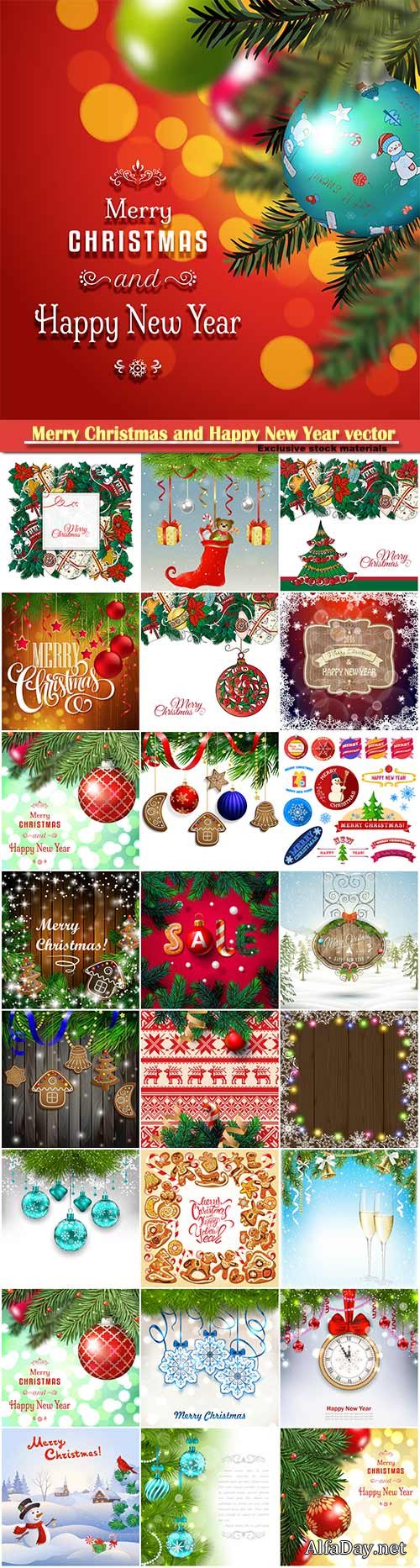 Merry Christmas and Happy New Year vector design # 26