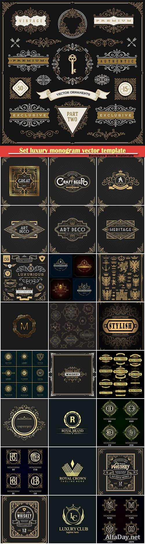 Set luxury monogram vector template, logos, badges, symbols # 15