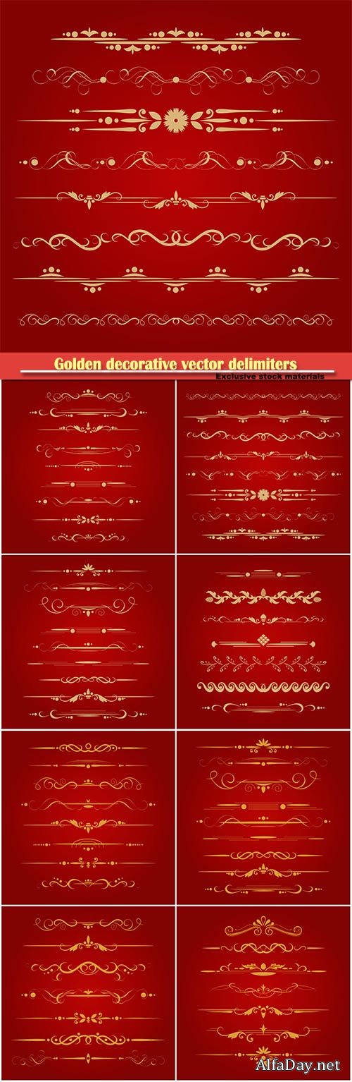 Golden decorative vector delimiters