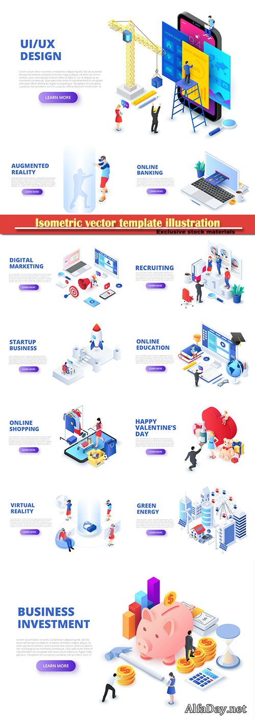 Isometric vector template illustration # 6