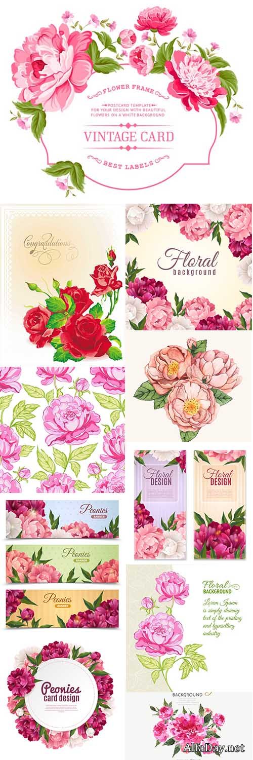 Peony flowers 25  vectors