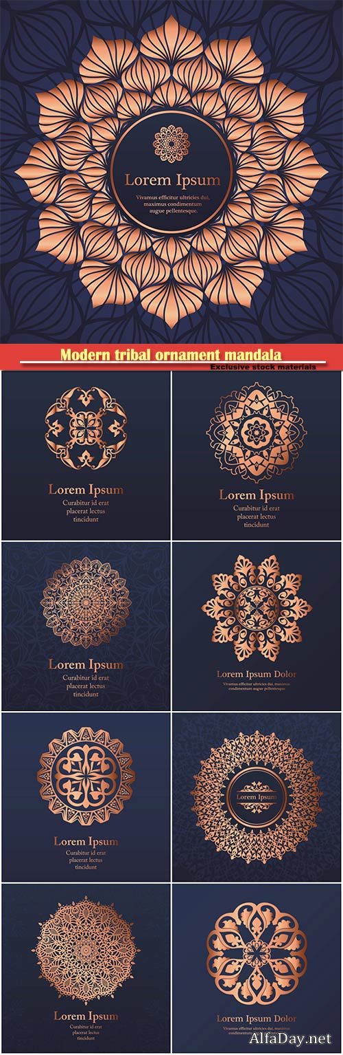 Wedding vector invitation, modern tribal ornament mandala background