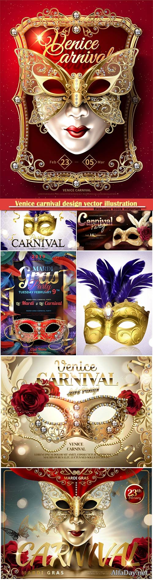 Venice carnival design vector illustration, Mardi gras # 5