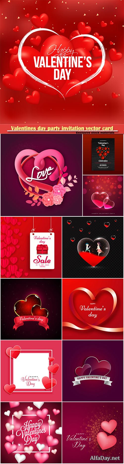 Valentines day party invitation vector card # 22