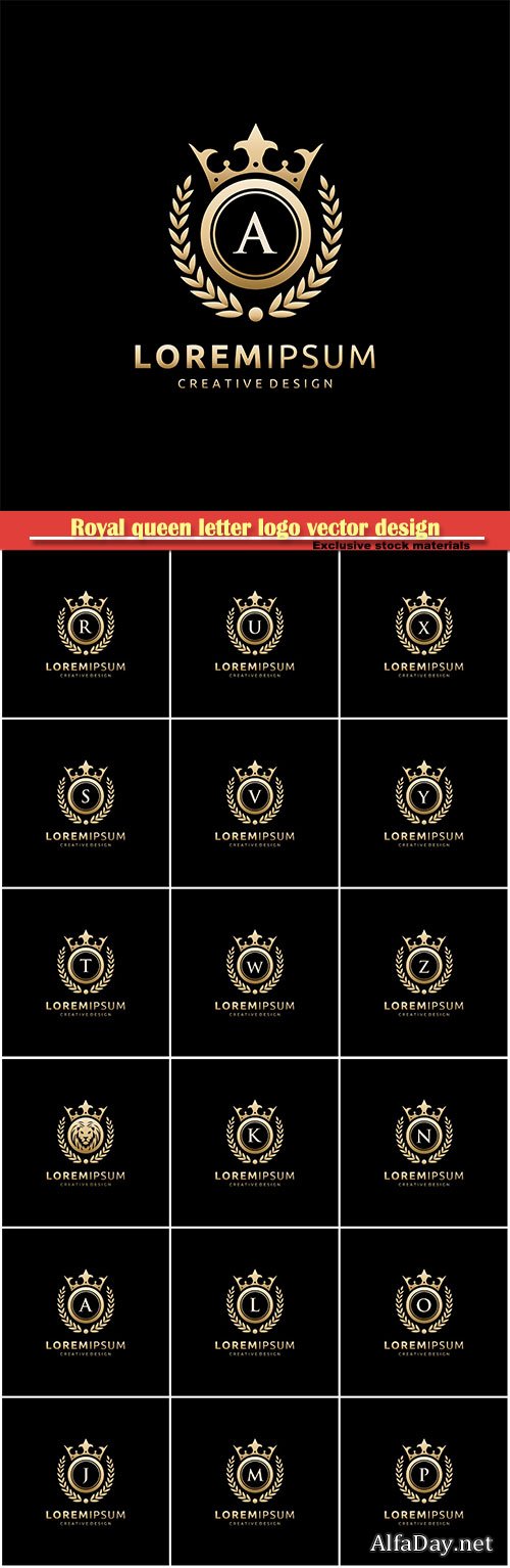 Royal queen letter logo vector design illustration